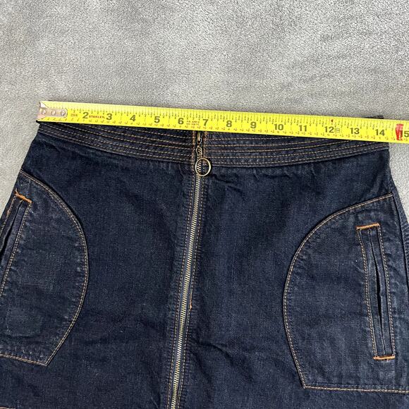 Abercrombie & Fitch Denim Mini Skirt Womens 2 Front Zip Dark Wash Y2K Style NWT - Picture 8 of 9